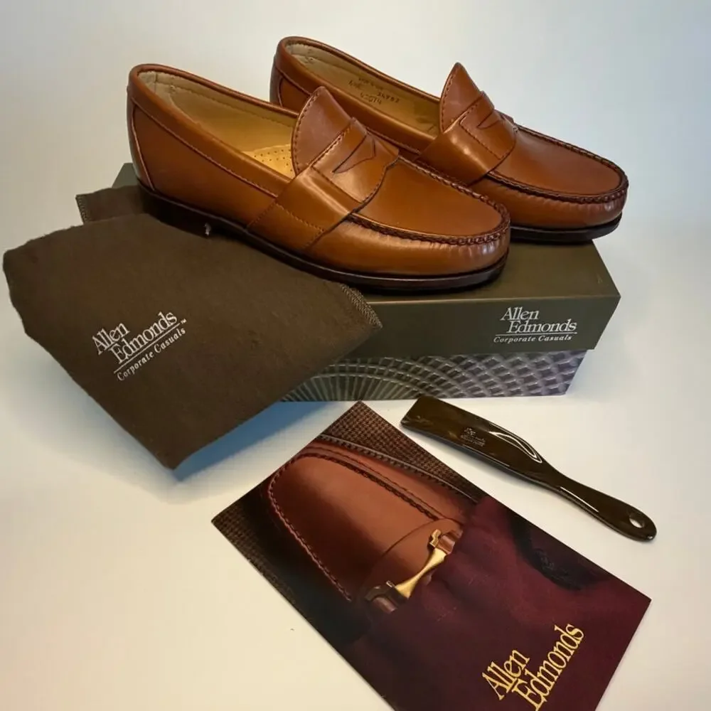 NIB Rancourt x Allen Edmonds Cameron Penny Loafer Brown Made in Maine 6.5 Wide E